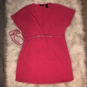 NY & Co pink tunic top v neck bling so cute
